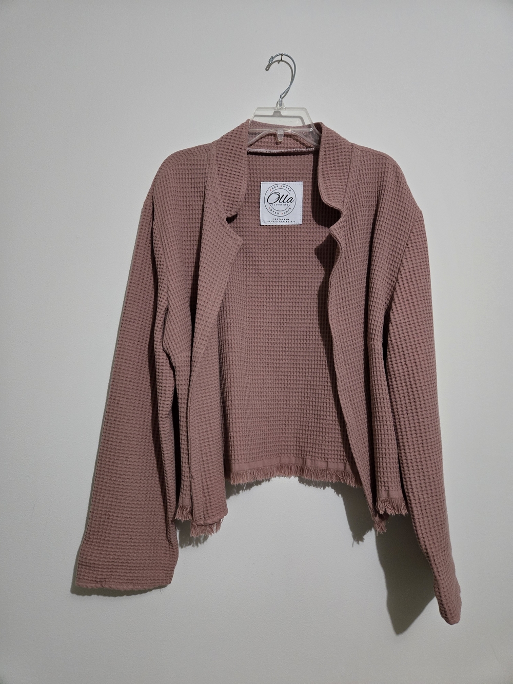 Waffle-Knit Open Cardigan Sweater